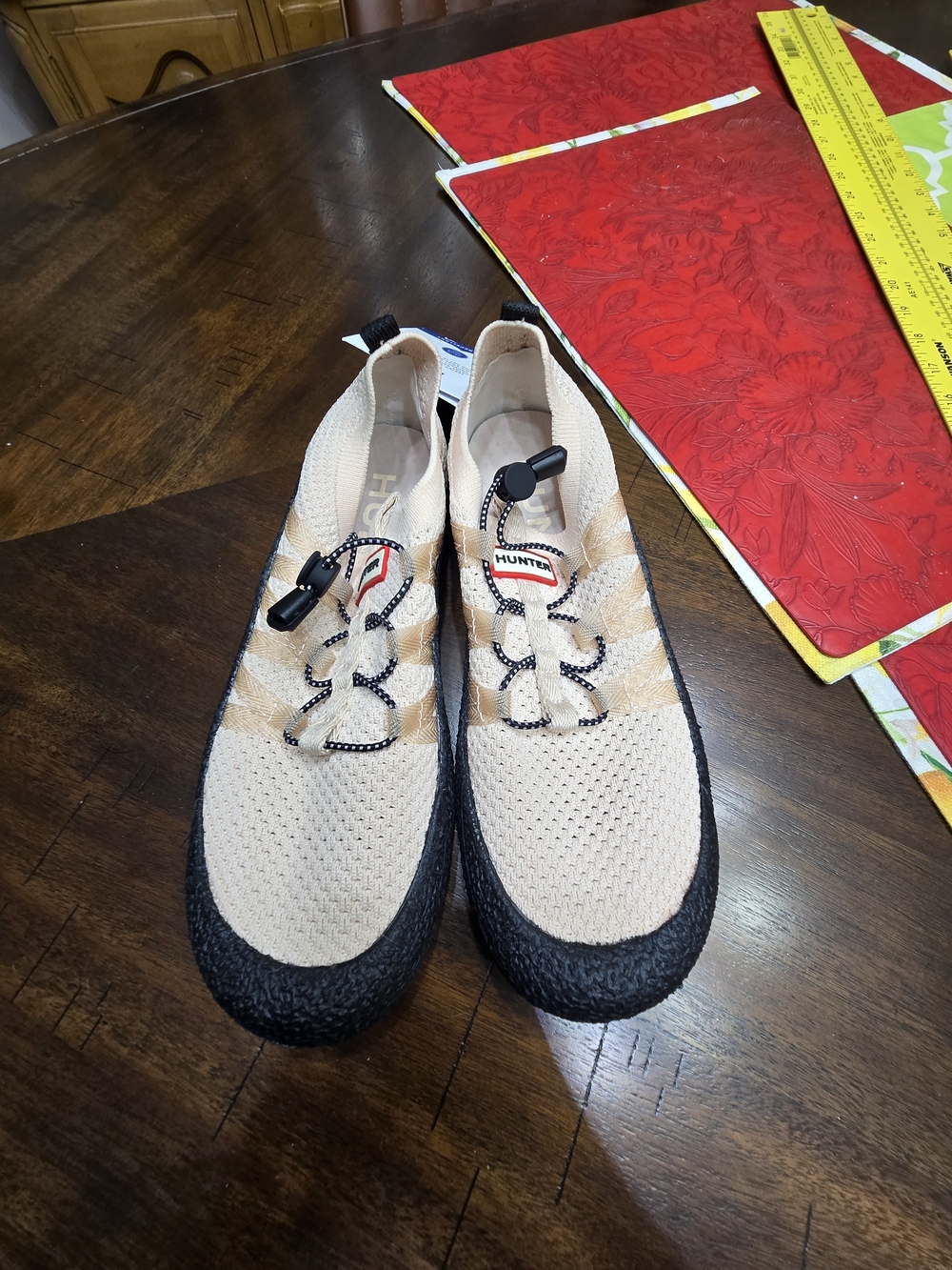 Hunter Lightweight Knit Lace-Up Sneakers in Blush